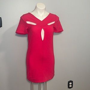 Tobi Hot Pink Cutout short sleeve mini dress. Size XS. NWT